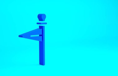 Mavi arka planda mavi ortaçağ bayrağı simgesi izole edildi. Bir kral ya da kraliçe tarafından yönetilen ülke, devlet ya da bölge. Minimalizm kavramı. 3d illüstrasyon 3B canlandırma.