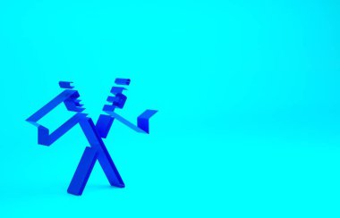 Mavi Çapraz Ortaçağ bayrağı ikonu mavi arka planda izole edilmiş. Bir kral ya da kraliçe tarafından yönetilen ülke, devlet ya da bölge. Minimalizm kavramı. 3d illüstrasyon 3B canlandırma.