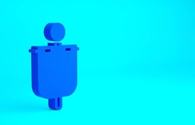 Mavi arka planda mavi ortaçağ bayrağı simgesi izole edildi. Bir kral ya da kraliçe tarafından yönetilen ülke, devlet ya da bölge. Minimalizm kavramı. 3d illüstrasyon 3B canlandırma.