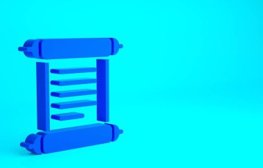 Mavi KHK, kağıt, parşömen, parşömen simgesi mavi arkaplanda izole edilmiş. Minimalizm kavramı. 3d illüstrasyon 3B canlandırma.