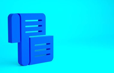Blue Decree, paper, parchment, scroll icon icon isolated on blue background. Minimalism concept. 3d illustration 3D render. clipart