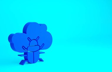 Mavi arkaplanda izole edilmiş bir bulut simgesindeki Mavi Sistem hatası. Bulut hesaplama tasarım konsepti. Dijital ağ bağlantısı. Minimalizm kavramı. 3d illüstrasyon 3B canlandırma.