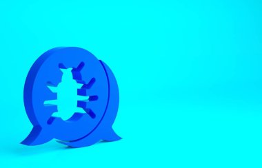 Mavi Sistem hata konsepti simgesi mavi arkaplanda izole edildi. Kod hatası konsepti. Sistemde hata var. Böcek araması. Minimalizm kavramı. 3d illüstrasyon 3B canlandırma.