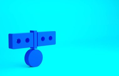 Mavi arkaplanda isim etiketi simgesi olan mavi yakalı. Evcil hayvanlar için basit malzemeler. Kedi köpek bakımı. Evcil hayvan zincirleri. Minimalizm kavramı. 3d illüstrasyon 3B canlandırma.