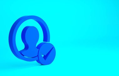 Mavi arkaplanda mavi hesap ekran simgesi oluştur. Minimalizm kavramı. 3d illüstrasyon 3B canlandırma.