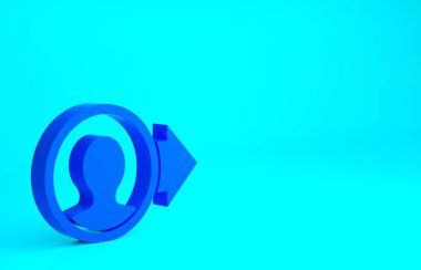 Mavi arkaplanda mavi hesap ekran simgesi oluştur. Minimalizm kavramı. 3d illüstrasyon 3B canlandırma.