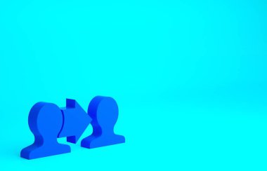 Mavi Proje ekip taban simgesi mavi arkaplanda izole edildi. İş analizi ve planlama, danışmanlık, takım çalışması, proje yönetimi. Minimalizm kavramı. 3d illüstrasyon 3B canlandırma.