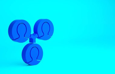 Mavi Proje ekip taban simgesi mavi arkaplanda izole edildi. İş analizi ve planlama, danışmanlık, takım çalışması, proje yönetimi. Minimalizm kavramı. 3d illüstrasyon 3B canlandırma.