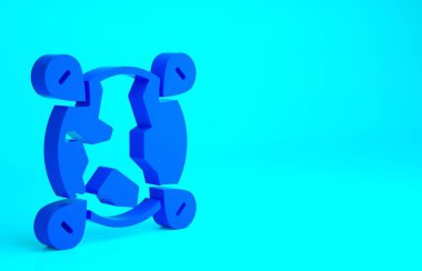 Mavi arka planda izole edilmiş dünya ikonunun mavi konumu. Dünya ya da Dünya işareti. Minimalizm kavramı. 3d illüstrasyon 3B canlandırma.