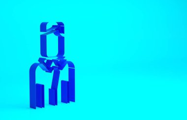 Mavi İşçi simgesi mavi arkaplanda izole edildi. İş simgesi kullanıcı profili simgesi simgesi. Erkek kullanıcı işareti. Minimalizm kavramı. 3d illüstrasyon 3B canlandırma.