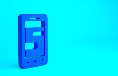 Mavi sohbet mesajları mavi arkaplanda izole edilmiş bir telefon simgesi. Smartphone sohbet mesajları konuşma baloncukları. Minimalizm kavramı. 3d illüstrasyon 3B canlandırma.