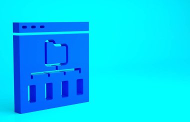 Mavi Tarayıcı dosya simgesi mavi arkaplanda izole edildi. Minimalizm kavramı. 3d illüstrasyon 3B canlandırma.