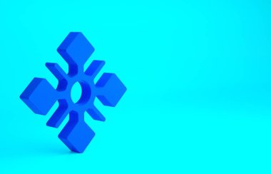 Mavi Kar Tanesi simgesi mavi arkaplanda izole edildi. Minimalizm kavramı. 3d illüstrasyon 3B canlandırma.