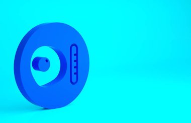 Geleneksel İngiliz kahvaltısı, mavi arka planda izole edilmiş sosis ikonlu sahanda yumurta. Minimalizm kavramı. 3d illüstrasyon 3B canlandırma.