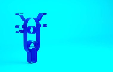 Mavi Scooter simgesi mavi arkaplanda izole edildi. Minimalizm kavramı. 3d illüstrasyon 3B canlandırma.