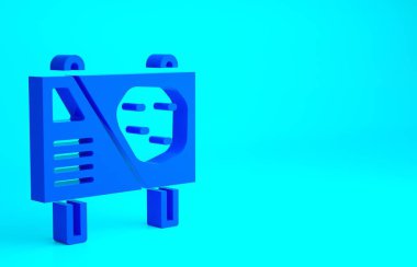 Mavi Lunapark reklam panosu simgesi mavi arka planda izole edildi. Tatilde eğlence. Minimalizm kavramı. 3d illüstrasyon 3B canlandırma.