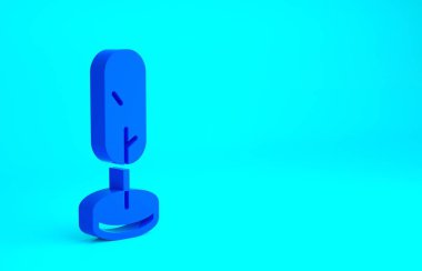 Mavi ağaç simgesi mavi arkaplanda izole edildi. Orman sembolü. Minimalizm kavramı. 3d illüstrasyon 3B canlandırma.