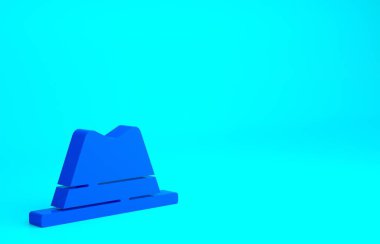 Mavi arka planda izole edilmiş kurdele ikonu olan mavi adam şapkası. Minimalizm kavramı. 3d illüstrasyon 3B canlandırma.