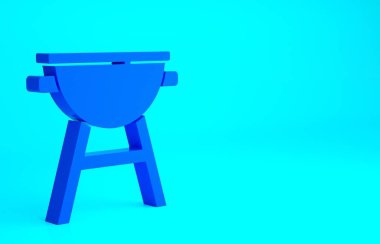 Mavi Izgara Izgara ikonu mavi arka planda izole edildi. Barbekü ızgara partisi. Minimalizm kavramı. 3d illüstrasyon 3B canlandırma.