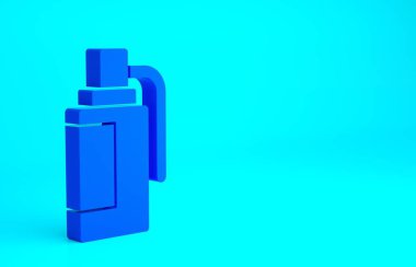 Mavi El bombası ikonu mavi arkaplanda izole edildi. Bomba patlaması. Minimalizm kavramı. 3d illüstrasyon 3B canlandırma.