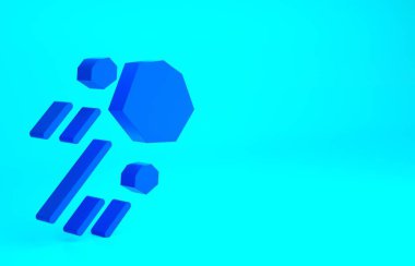 Mavi arkaplanda mavi Uçan Taş simgesi izole edildi. Minimalizm kavramı. 3d illüstrasyon 3B canlandırma.