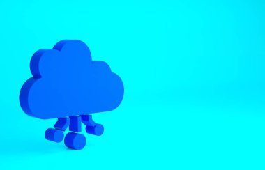 Mavi Kripto para birimi bulut maden ikonu mavi arka planda izole. Engelleme teknolojisi, bitcoin, dijital para piyasası, kripto para cüzdanı. Minimalizm kavramı. 3d illüstrasyon 3B canlandırma.