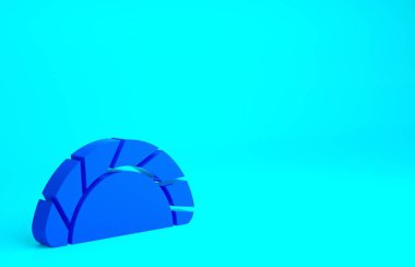 Mavi Dumpling simgesi mavi arkaplanda izole edildi. Geleneksel Çin yemeği. Minimalizm kavramı. 3d illüstrasyon 3B canlandırma.