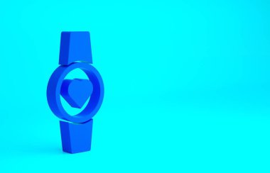 Mavi Smartwatch simgesi mavi arkaplanda izole edildi. Minimalizm kavramı. 3d illüstrasyon 3B canlandırma.
