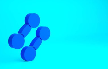 Mavi Dumbbell simgesi mavi arkaplanda izole edildi. Kas kaldırma ikonu, fitness halteri, spor aletleri, egzersiz yaban domuzu. Minimalizm kavramı. 3d illüstrasyon 3B canlandırma.