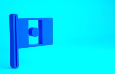 Mavi Meksika bayrağı mavi arka planda izole edilmiş bayrak direği ikonu. Minimalizm kavramı. 3d illüstrasyon 3B canlandırma.