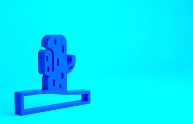 Mavi Kaktüs simgesi mavi arkaplanda izole edilmiş. Minimalizm kavramı. 3d illüstrasyon 3B canlandırma.