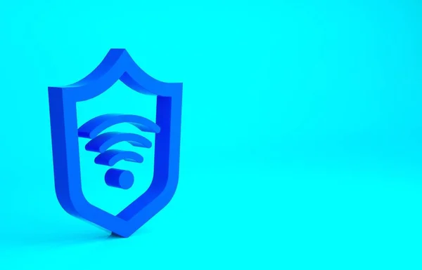 Bouclier Bleu Avec Icône Symbole Réseau Internet Sans Fil Wifi — Photo