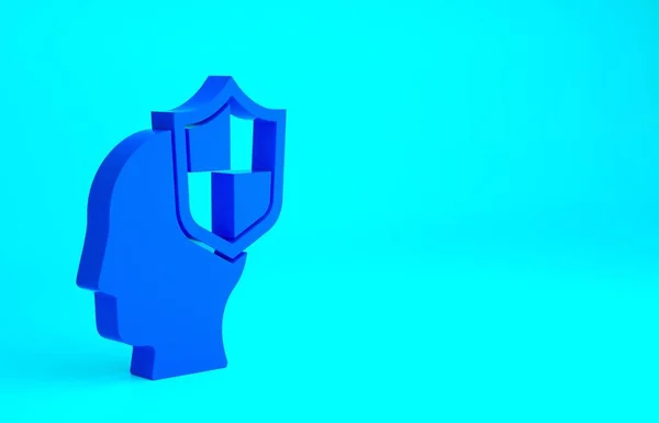 Голубая Человеческая Голова Значком Поля Выделенным Синем Фоне Концепция Минимализма — стоковое фото