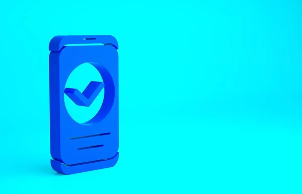 Синий Значок Мобильного Телефона Синем Фоне Концепция Минимализма Рендеринг — стоковое фото