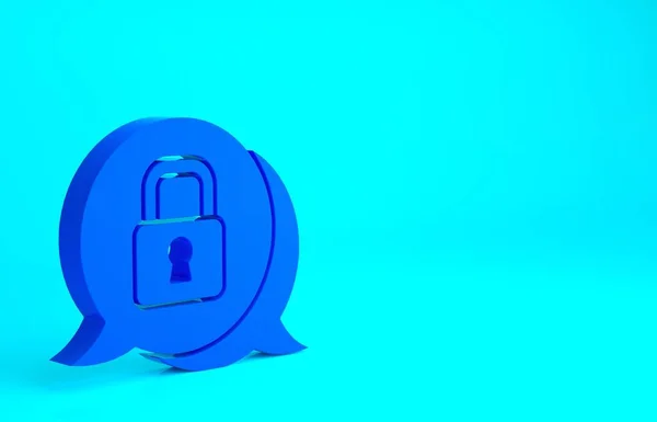 Icono Seguridad Cibernética Azul Aislado Sobre Fondo Azul Candado Cerrado — Foto de Stock