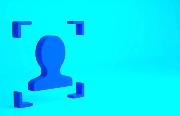 Blue Face Herkenningspictogram Geïsoleerd Blauwe Achtergrond Gezicht Identificatie Scanner Icoon — Stockfoto