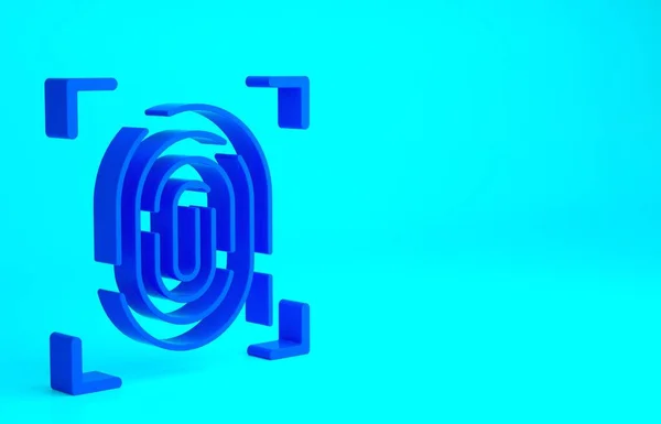 Синій Відбиток Пальця Ізольовано Синьому Фоні Ідентифікатор Піктограми Програми Ідентифікаційний — стокове фото