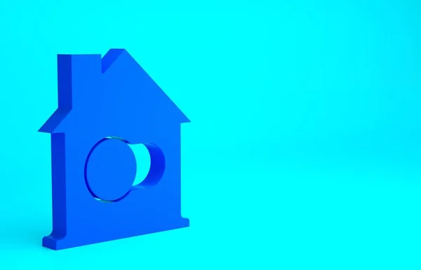 Ícone Casa Inteligente Azul Isolado Fundo Azul Controlo Remoto Conceito — Fotografia de Stock