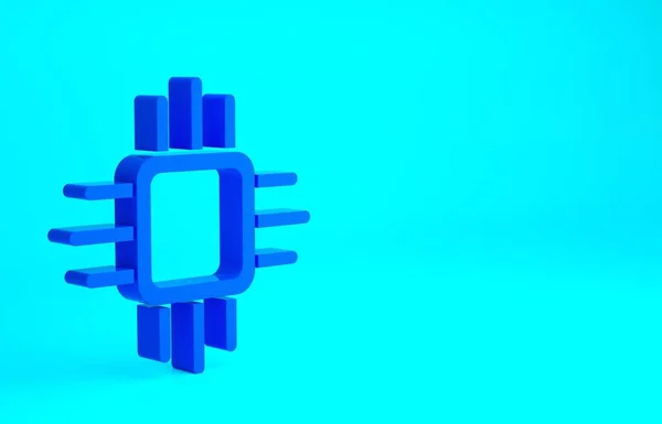 Μπλε Επεξεργαστής Υπολογιστή Μικροκυκλώματα Εικονίδιο Cpu Απομονωμένο Μπλε Φόντο Τσιπ — Φωτογραφία Αρχείου