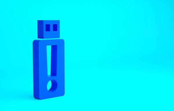 Blaues Usb Stick Symbol Isoliert Auf Blauem Hintergrund Minimalismus Konzept — Stockfoto