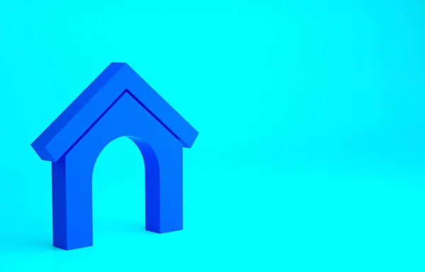 Blue Dog Ház Ikon Elszigetelt Kék Háttérrel Kutyaól Minimalizmus Koncepció — Stock Fotó