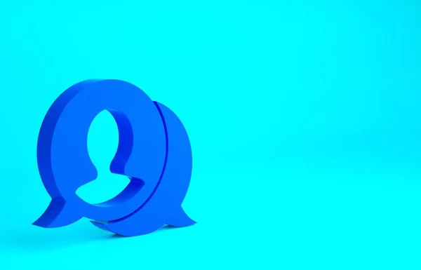 青の背景に隔離された青のスピーチバブルチャットアイコン メッセージアイコン コミュニケーションやコメントチャットシンボル 最小限の概念 3Dイラスト3Dレンダリング — ストック写真