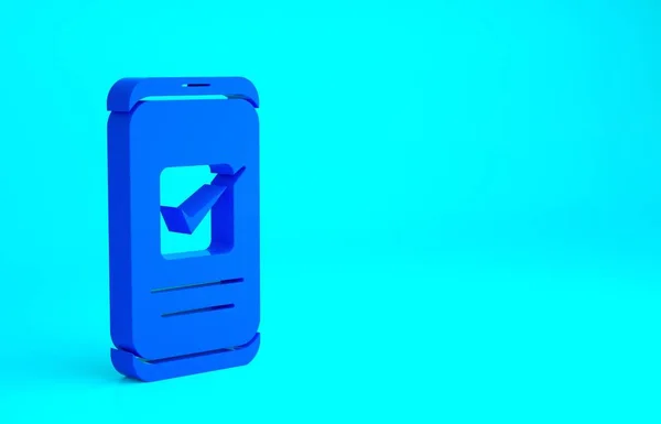 Синий Значок Мобильного Телефона Синем Фоне Концепция Минимализма Рендеринг — стоковое фото