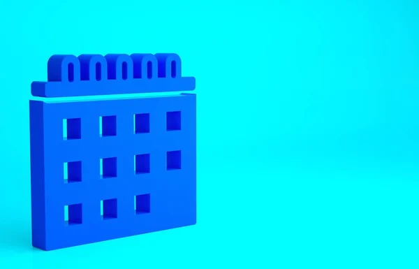 Kék Naptár Ikon Elszigetelt Kék Háttérrel Eseményemlékeztető Szimbólum Minimalizmus Koncepció — Stock Fotó