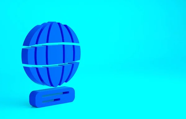 Blue Worldwide Icon Isolated Blue Background Pin Globe Minimalism Concept — Stock Photo, Image