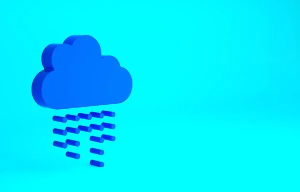 Nube Azul Con Icono Lluvia Aislado Sobre Fondo Azul Precipitación — Foto de Stock