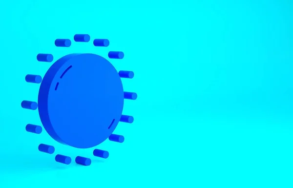 Icona Blue Sun Isolata Sfondo Blu Concetto Minimalista Illustrazione Rendering — Foto Stock