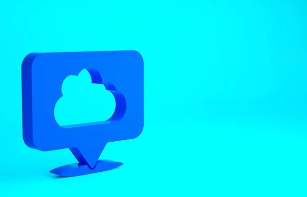 Icono Nube Ubicación Azul Aislado Sobre Fondo Azul Concepto Minimalista —  Fotos de Stock