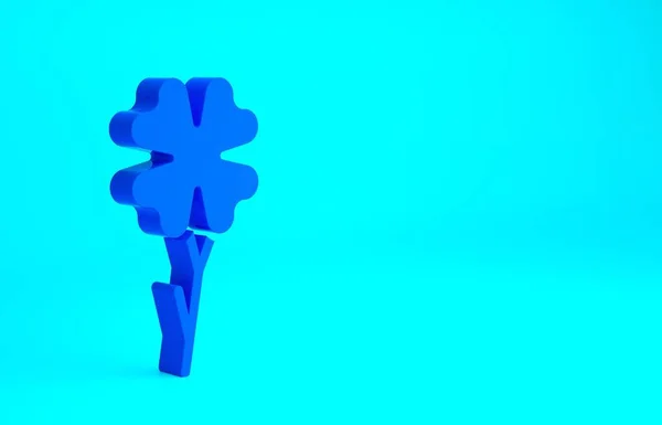 Синий Четырехлистный Клевер Иконка Изолирована Синем Фоне Днем Святого Патрика — стоковое фото
