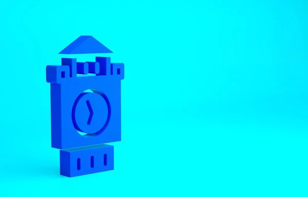 蓝色大本钟图标隔离在蓝色背景 伦敦和英国的象征 最低纲领的概念 3D渲染3D插图 — 图库照片